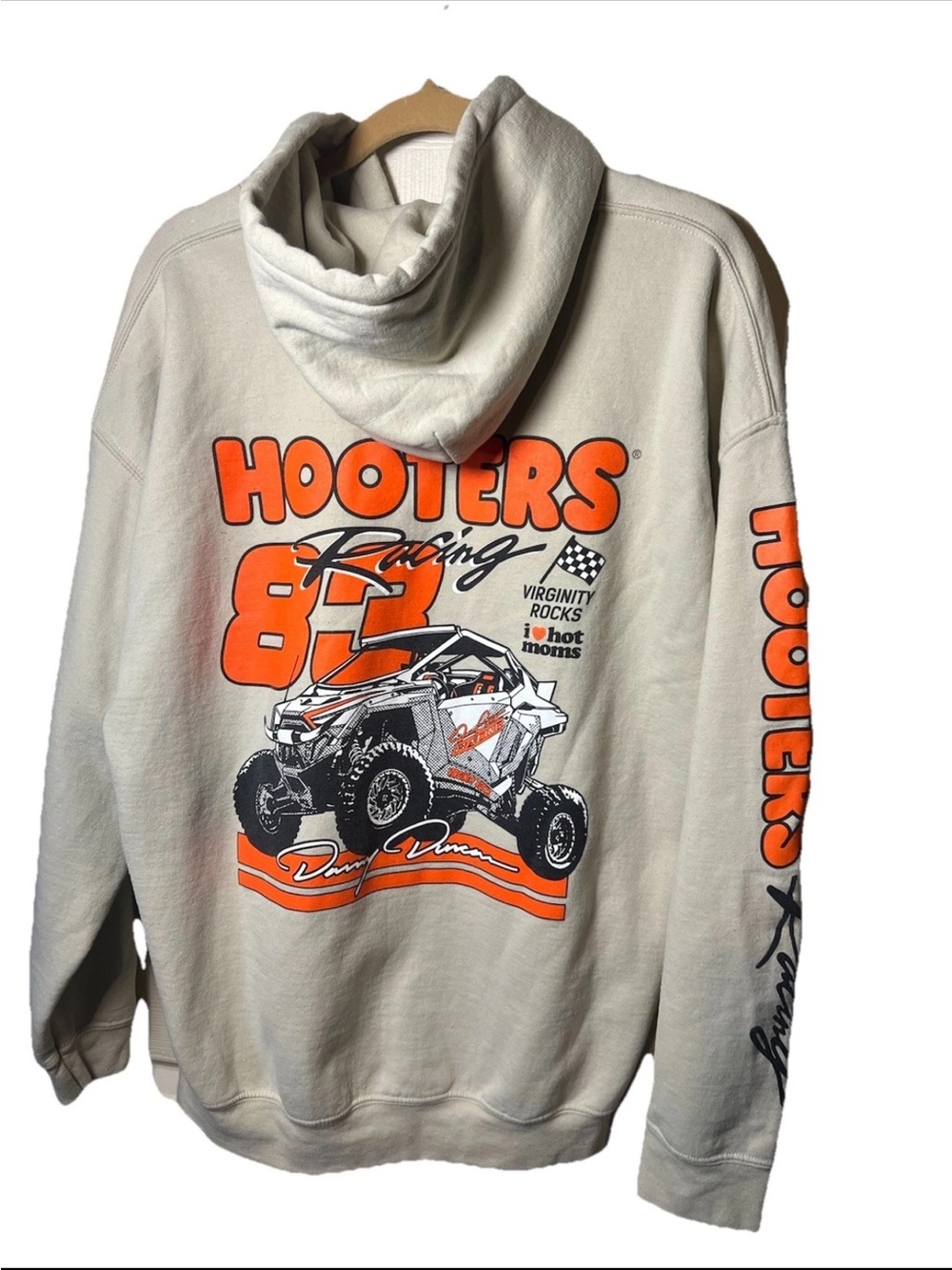 Hooters Danny Duncan Racing Hoodie Collab XL Beige Garage Grunge Racing Sport - Picture 4 of 7